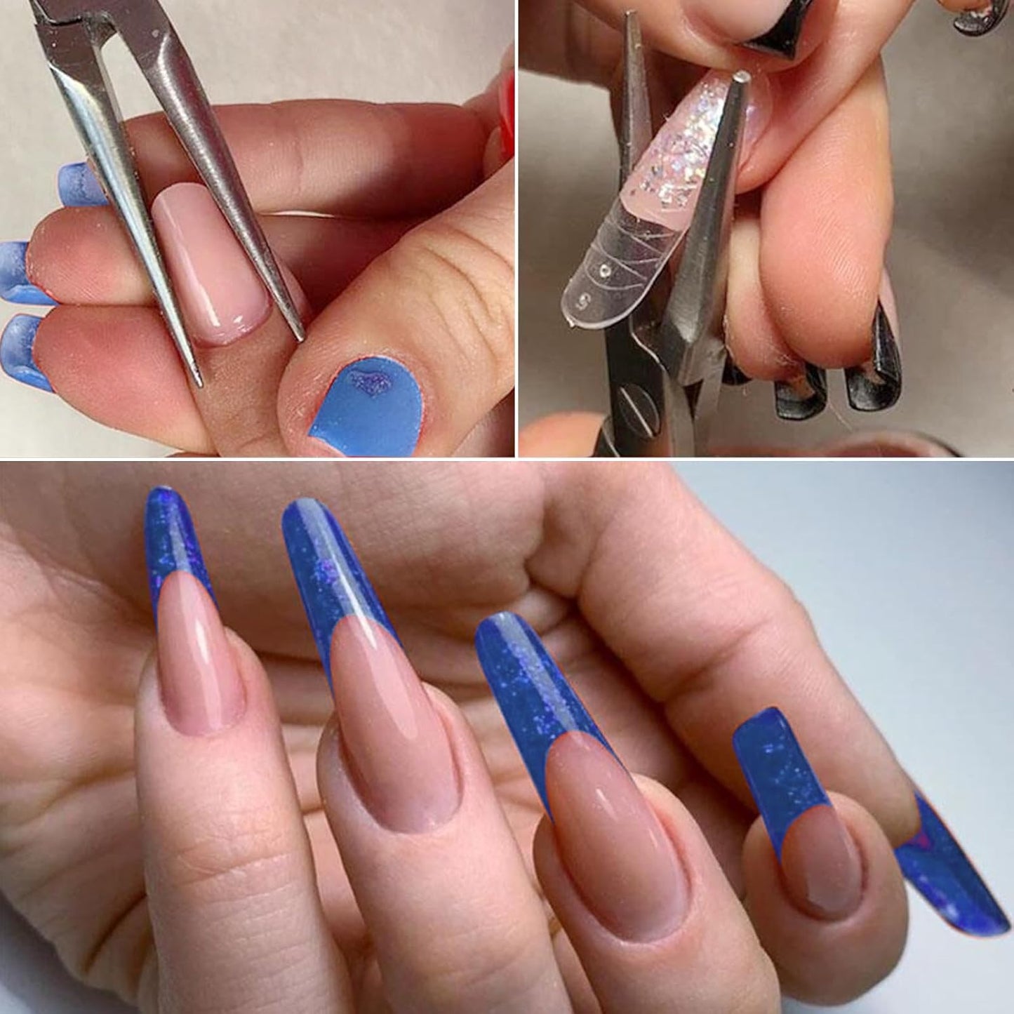 Acrylic UV Gel Tips Sculpture Tweezers Clip Nail Pincher Nipper Nail Form Kit Set, Stainless Steel Nail Shaping Tweezers C Curve Nail Art Tools for Manicure, Pedicure(Hj-Nat246)