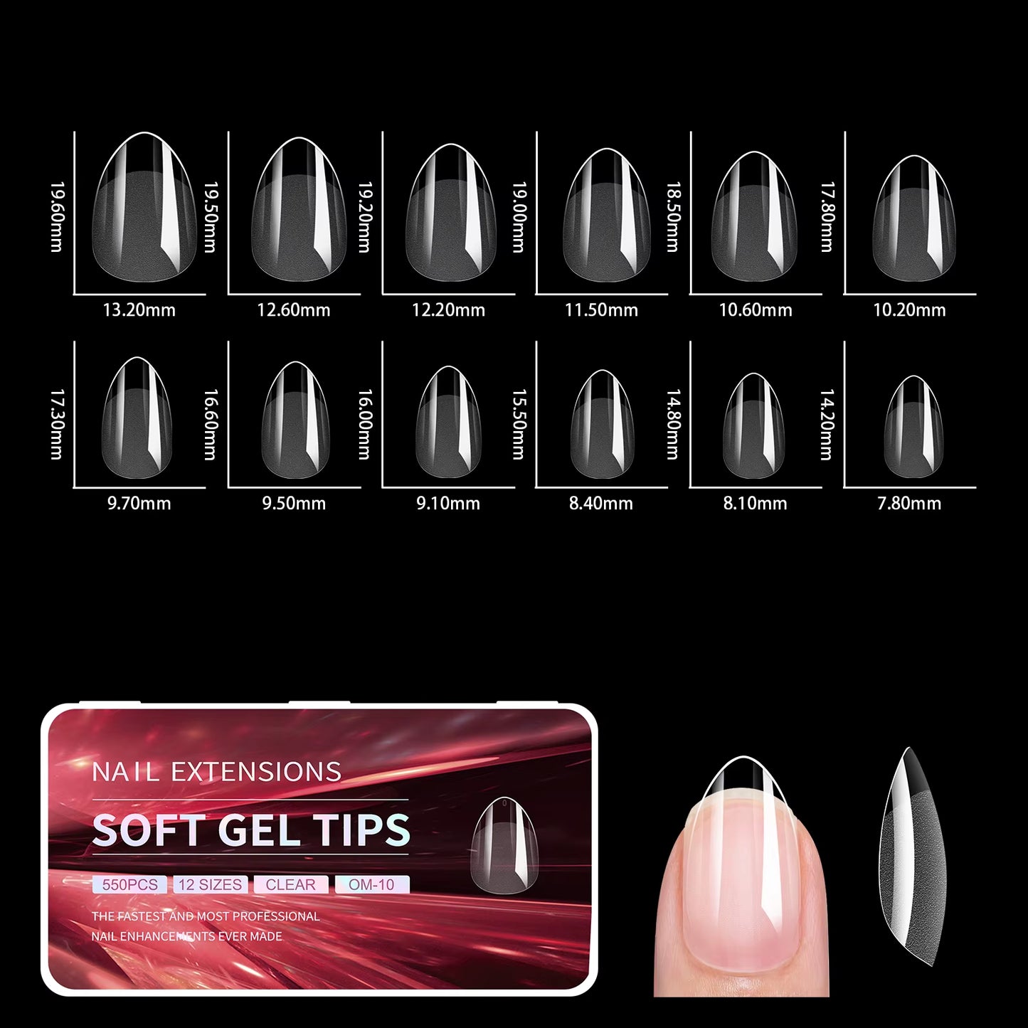 440/550Pcs False Nail Soft Gel Tips Semi-Matte Capsules Almond Coffin French Full Cover Artificial Fake Nails Extension Supplies