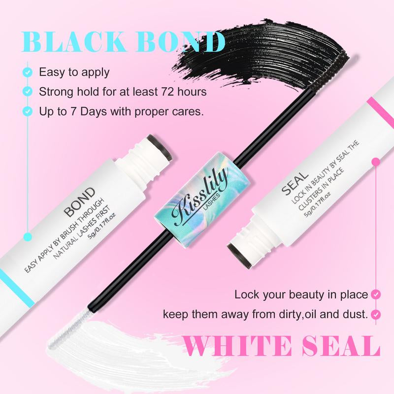 Kisslily Aura Ultra Thin Band Widespan Natural DIY Eyelash Extension Kit Long Lasting and Waterproof Lash Clusters Kit with Glue Bond and Seal,Makeup for Girl Cosmetic Tiktokshopblackfriday