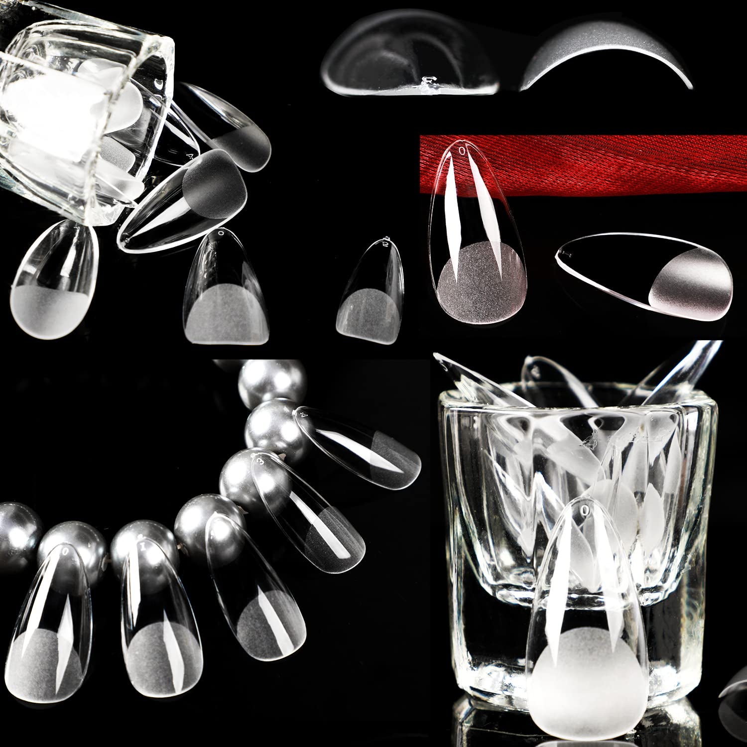 Almond Fake Gel Nail Tips, 216Pcs Medium Almond Pre Shaped Nails Tips for Long-Lasting Acrylic Nails, Perfect for DIY at Home French Style Nail Salon 12 Sizes