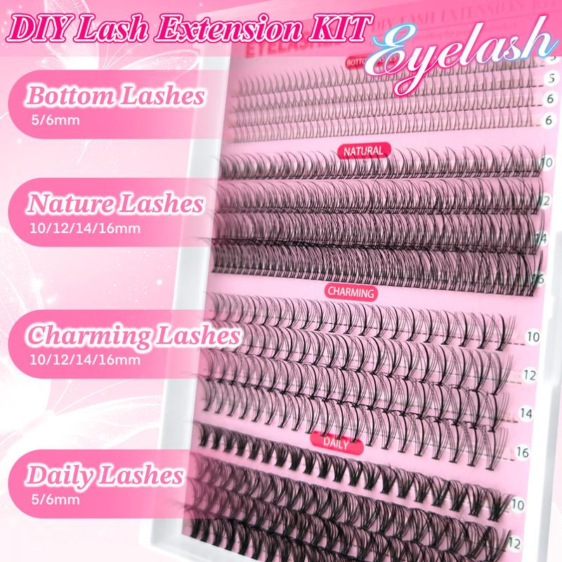 Surprise! Cluster Lash Extension Gift Set | Includes 30D 40D 60D 80D Natural Styles + 100D Extra Volume | Soft & Lightweight | Comes with Glue, Tweezers & Brush | Easy DIY at Home | Create Salon-Quality Look | Long-Lasting Glamorous Effect