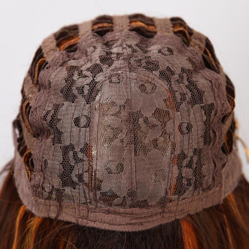 Smilco/24-Inch Brown Orange Highlight Wavy Middle Part Hair for Women/Synthetic Full Machine Wigs/Wigs for Christmas/Sm5029