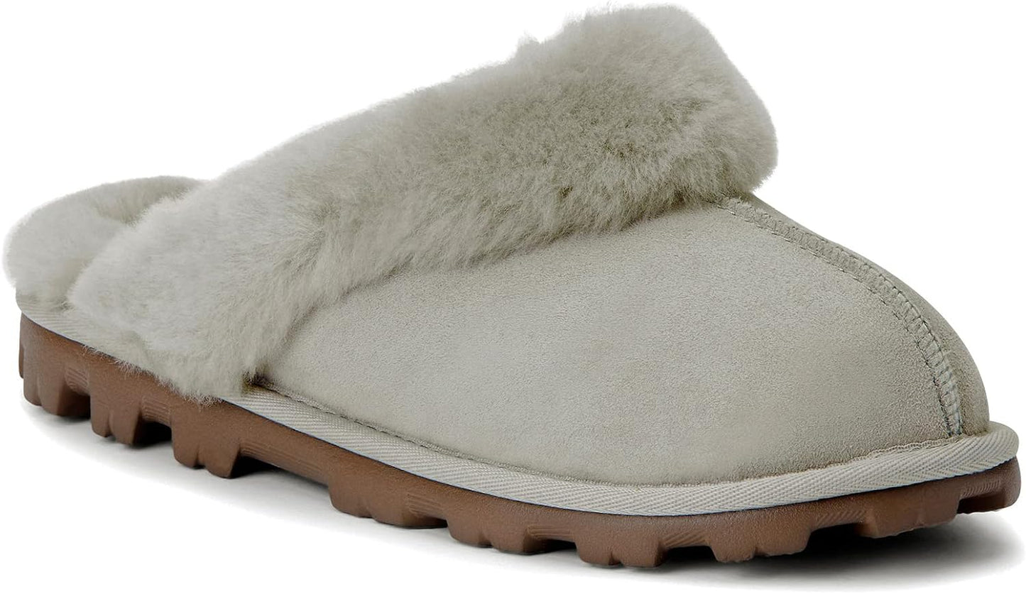 Women'S Genuine Australian Sheepskin Slippers, 100% Shearling, 8Mm Memory-Foam, Hard Bottom Slipper