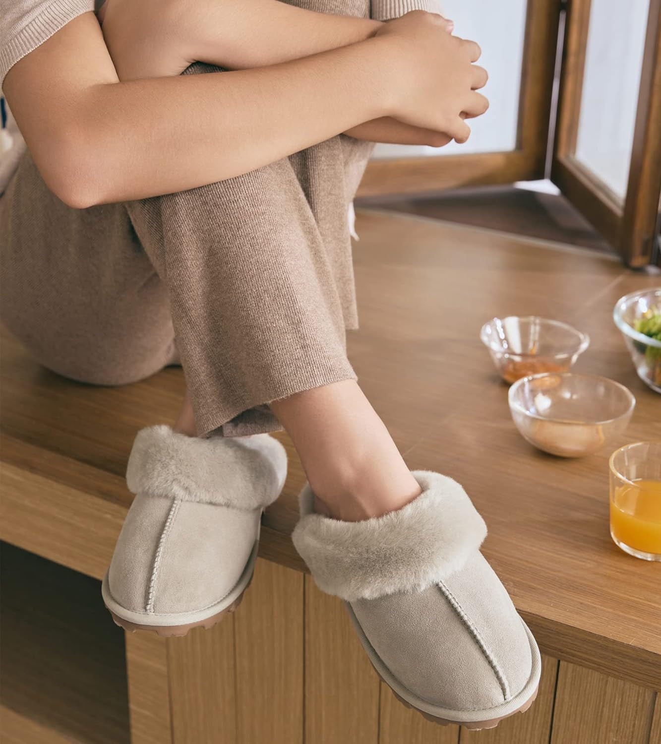 Women'S Genuine Australian Sheepskin Slippers, 100% Shearling, 8Mm Memory-Foam, Hard Bottom Slipper