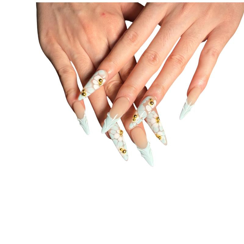 Nailcoldan Handmade Christmas Day Nails 100% Handcrafted 3D Press-On Reusable Salon-Quality 2025 New 10PCS Glitter Base French Tip Eco-Friendly Gel Extension Argentine