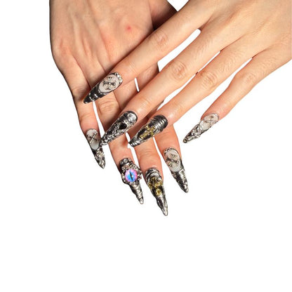 Nailcoldan Handmade Christmas Day Nails 100% Handcrafted 3D Press-On Reusable Salon-Quality 2025 New 10PCS Glitter Base French Tip Eco-Friendly Gel Extension Argentine