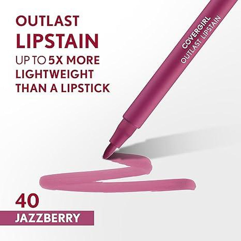 COVERGIRL Outlast, 10 Sugey Girl, Lipstain, Smooth Application, Precise Pen-Like Tip, Transfer-Proof, Satin Stained Finish, Vegan Formula, 0.06Oz Lipstick Makeup Cosmetic