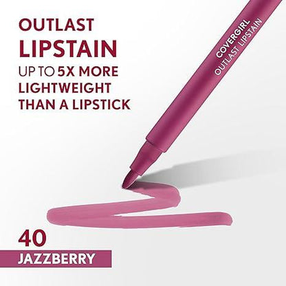 COVERGIRL Outlast, 10 Sugey Girl, Lipstain, Smooth Application, Precise Pen-Like Tip, Transfer-Proof, Satin Stained Finish, Vegan Formula, 0.06Oz Lipstick Makeup Cosmetic
