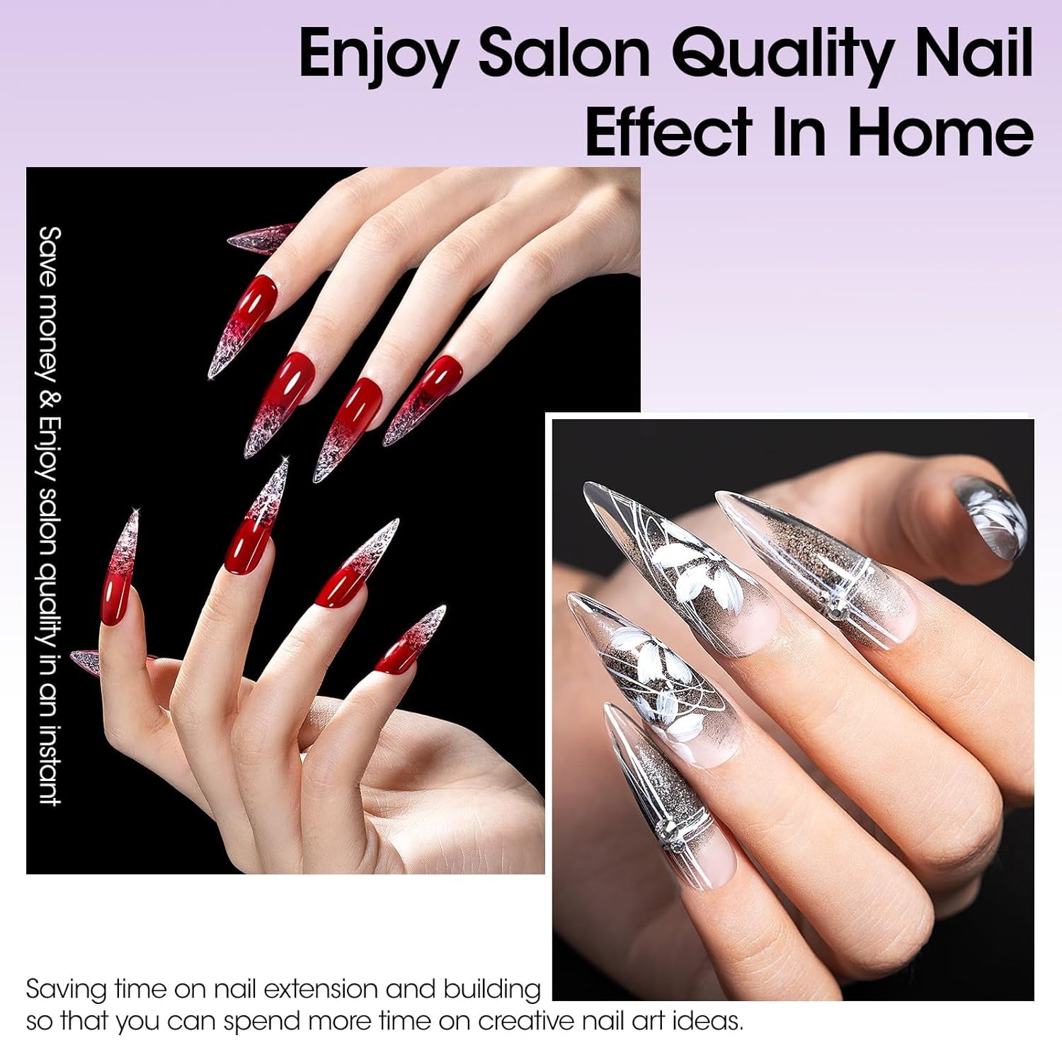 Long Almond Tipex Nail Tips, 320Pcs Instant Apex Nail Tips, 16 Sizes Pre-Builder Gel Tips Long Stiletto Almond Strong Full Cover False Nail Tips Gel Extension Tips for Flat Nails