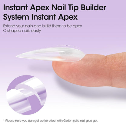 Long Almond Tipex Nail Tips, 320Pcs Instant Apex Nail Tips, 16 Sizes Pre-Builder Gel Tips Long Stiletto Almond Strong Full Cover False Nail Tips Gel Extension Tips for Flat Nails