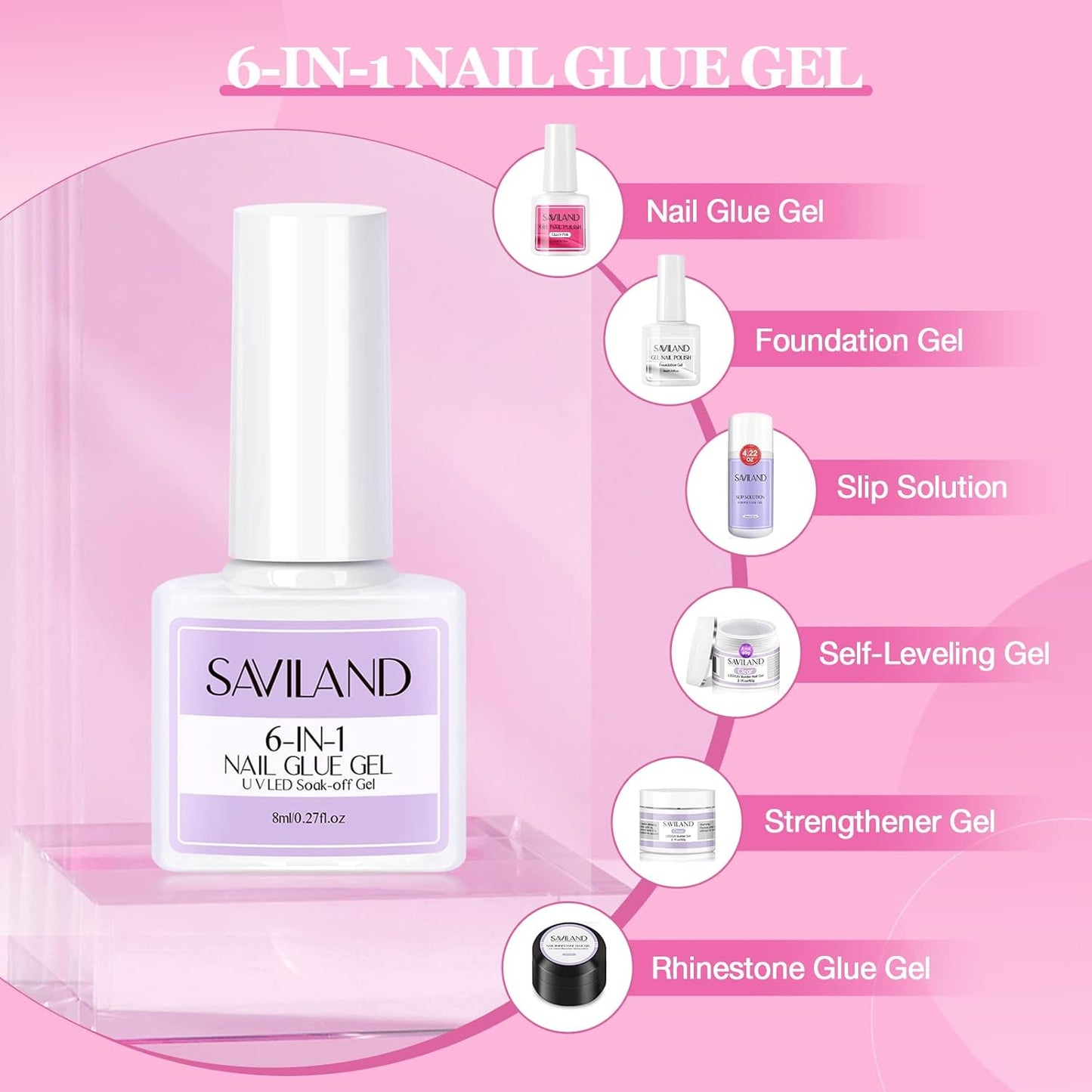 Gel X Nail Kit Stater Set - Medium Almond Soft Nail Tips with 30G Solid Glue Gel Nail Glue Gel with Portable Nail Lamp Gel Tips Nail Extension Gel X Kit Home DIY Salon