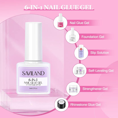 Gel X Nail Kit Stater Set - Medium Almond Soft Nail Tips with 30G Solid Glue Gel Nail Glue Gel with Portable Nail Lamp Gel Tips Nail Extension Gel X Kit Home DIY Salon