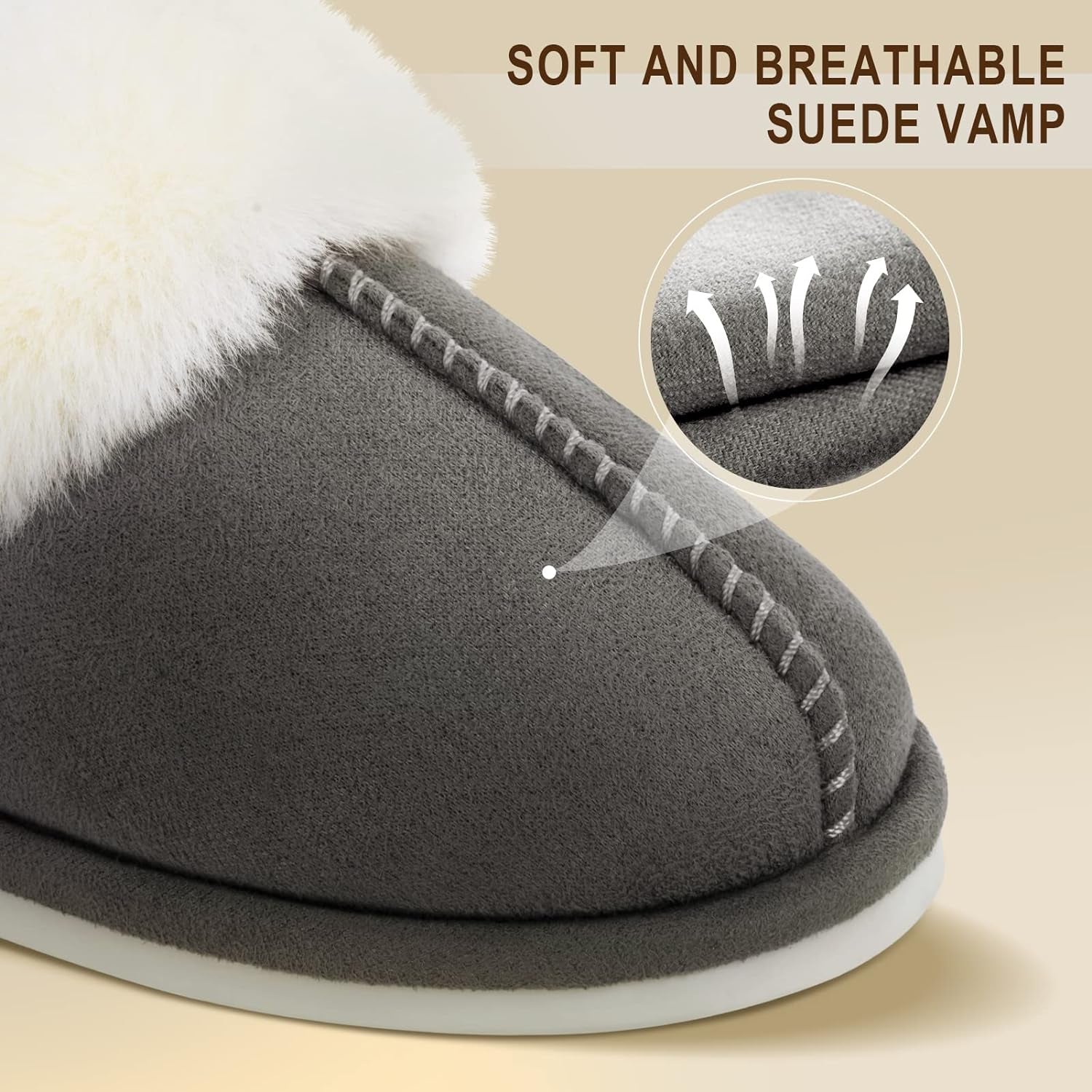 Women'S Fuzzy Slippers Memory Foam Fluffy Winter House Shoes Suede Faux Fur Slippers Indoor Outdoor