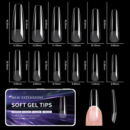 440/550Pcs False Nail Soft Gel Tips Semi-Matte Capsules Almond Coffin French Full Cover Artificial Fake Nails Extension Supplies