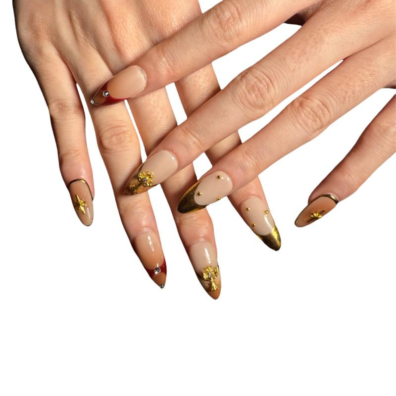 Nailcoldan Handmade Christmas Day Nails 100% Handcrafted 3D Press-On Reusable Salon-Quality 2025 New 10PCS Glitter Base French Tip Eco-Friendly Gel Extension Argentine