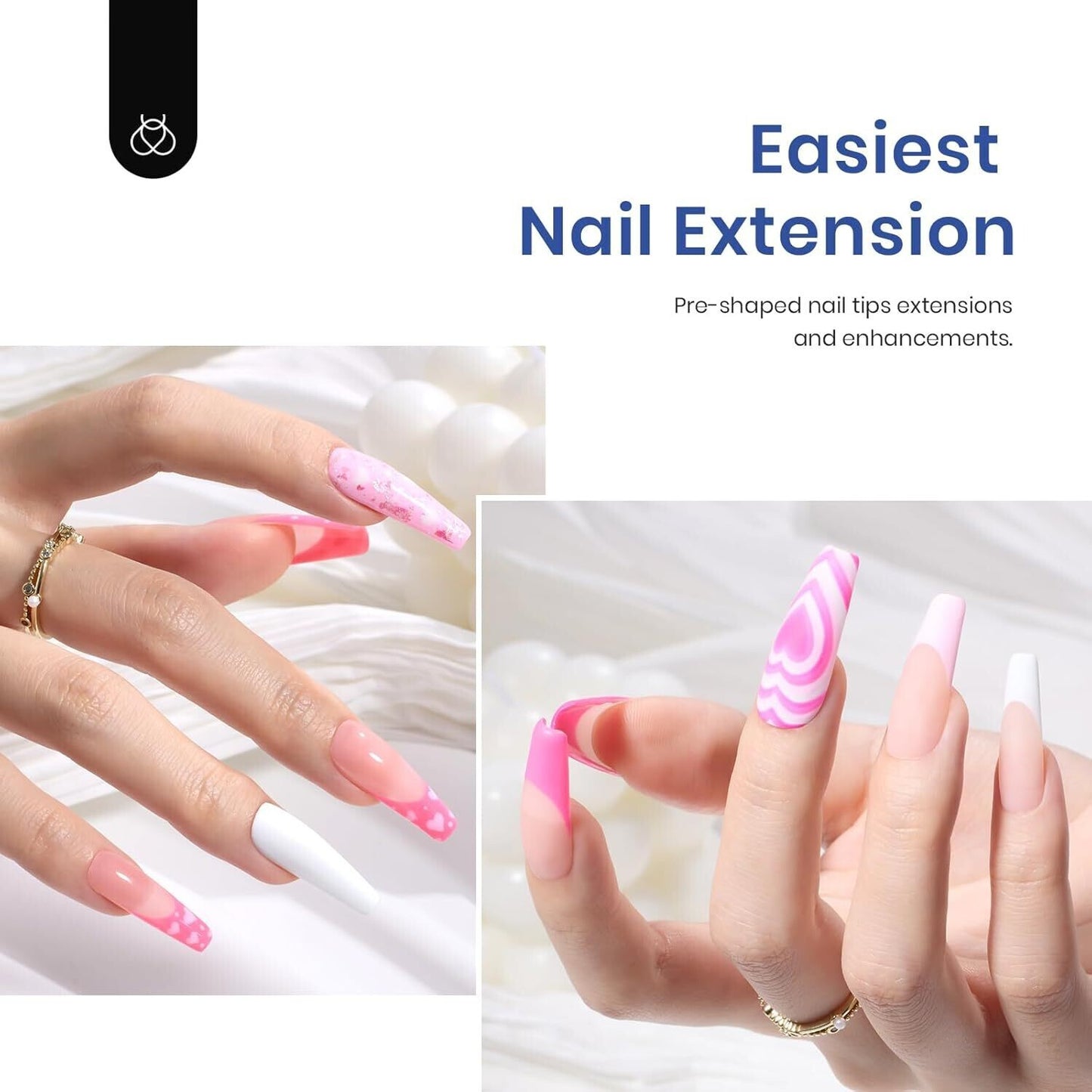 All-In-One Gel Nail Kit - 500Pcs Soft Gel Tips, 5-In-1 Nail Glue & LED UV Lamp