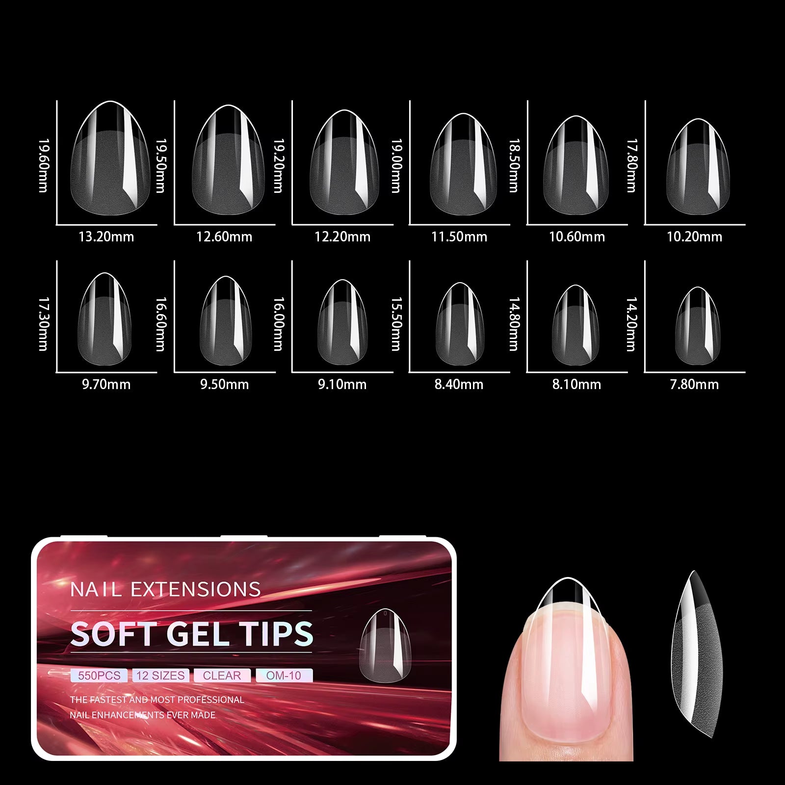 440/550Pcs False Nail Soft Gel Tips Semi-Matte Capsules Almond Coffin French Full Cover Artificial Fake Nails Extension Supplies