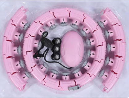 Smart Weighted Hula Exercise Hoop: 2-in-1 Abdominal Fitness and Massage Hoop with Timer, Adjustable Size, and 28 Non-Fall Knots for Adults and Kids