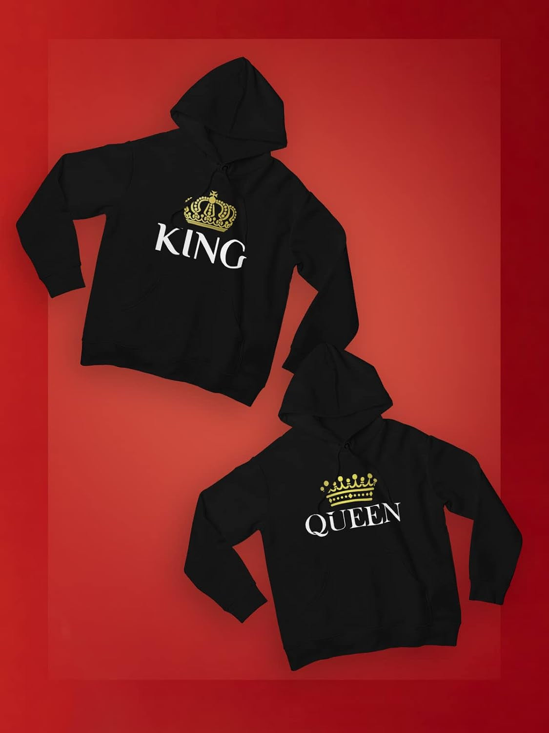 King & Queen Matching Couple Hoodie Set Valentine'S Day Gift His & Hers Women Hoodie Women Small/Men Medium,Black