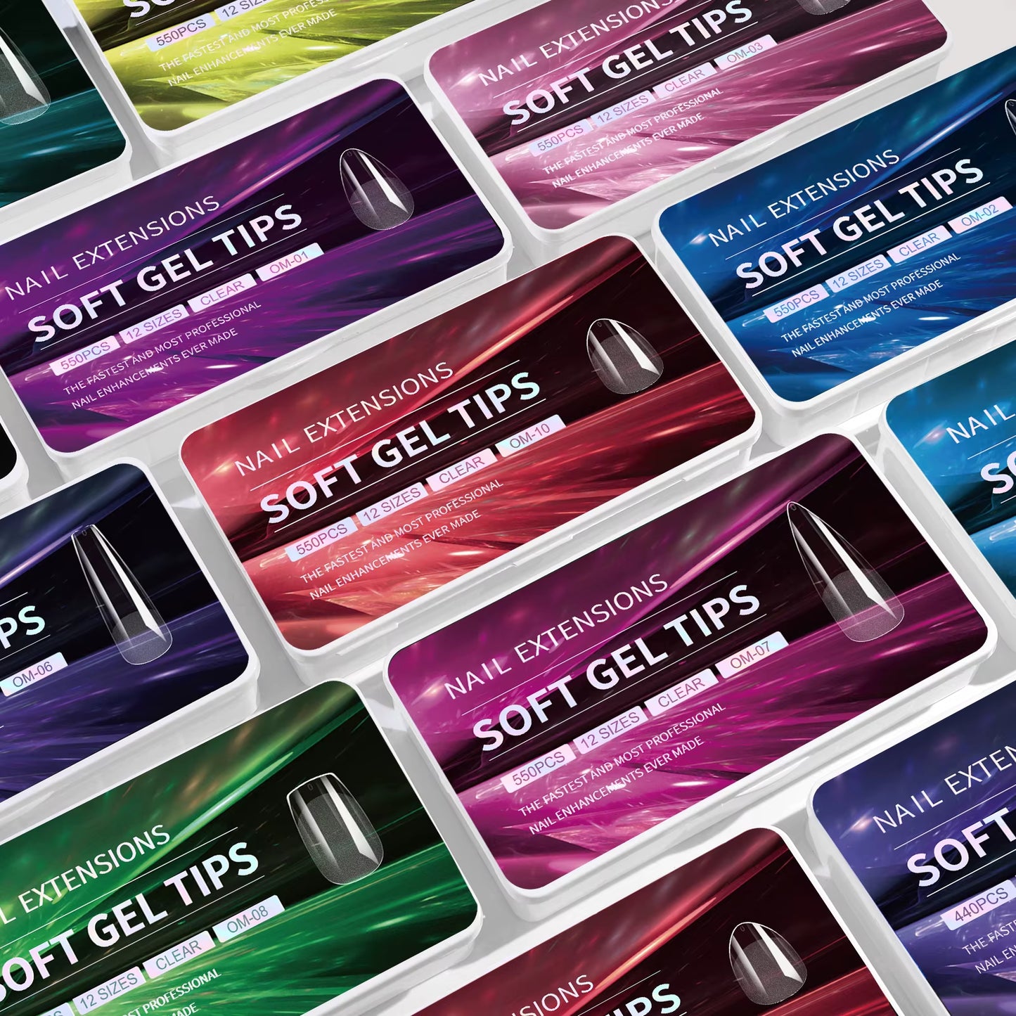 440/550Pcs False Nail Soft Gel Tips Semi-Matte Capsules Almond Coffin French Full Cover Artificial Fake Nails Extension Supplies