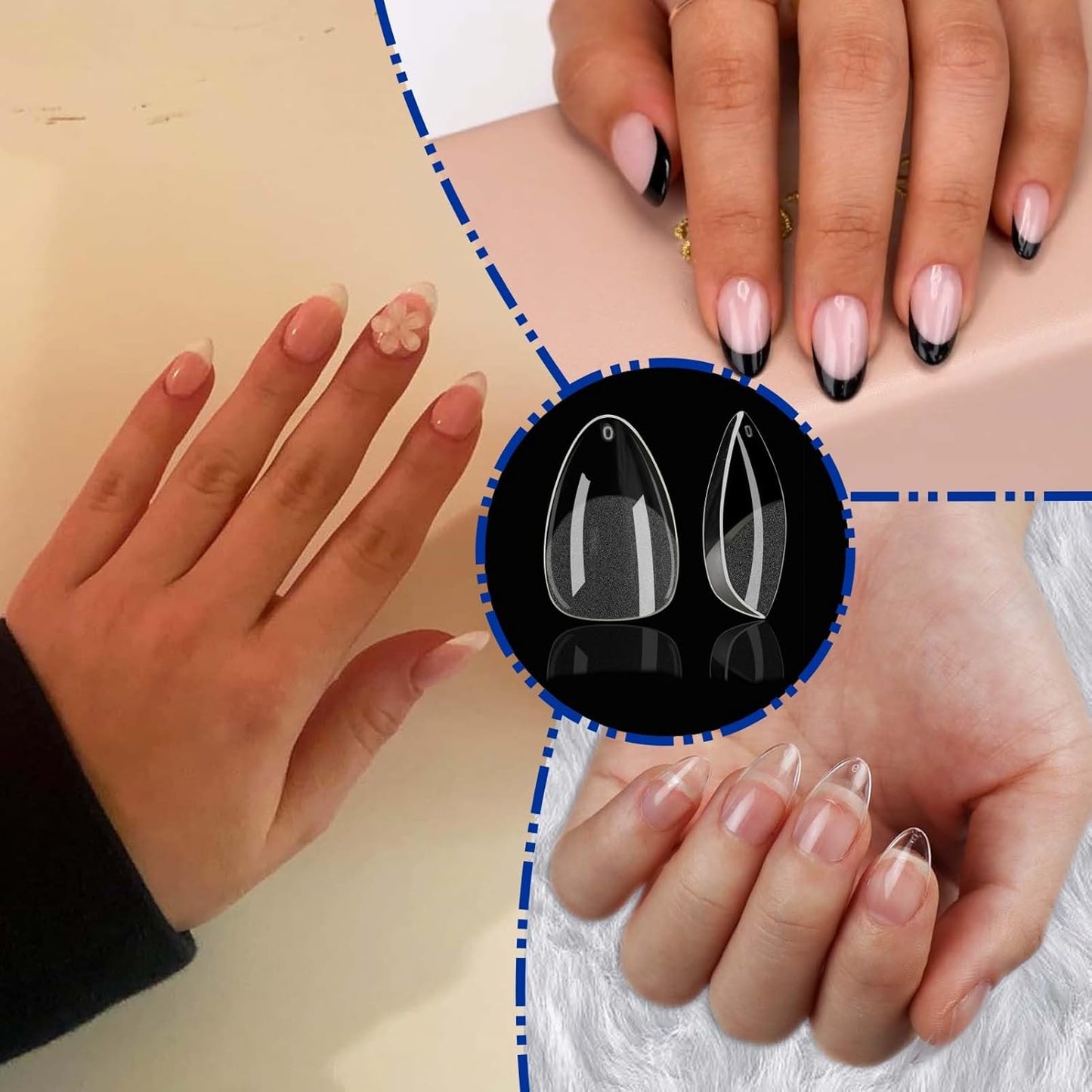 Gel X Nail Tips Kit, 552Pcs XS Short Almond Shape Nail Tip, Gel Press on Nails with UV Light Nail Lamp, Short Fake Nails and 5 in 1 Nail Glue, Easy Nails Art Gelly Tips for DIY Manicure Set Women