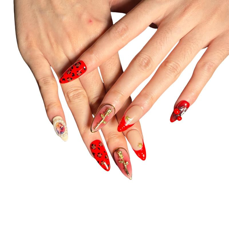 Nailcoldan Handmade Christmas Day Nails 100% Handcrafted 3D Press-On Reusable Salon-Quality 2025 New 10PCS Glitter Base French Tip Eco-Friendly Gel Extension Argentine