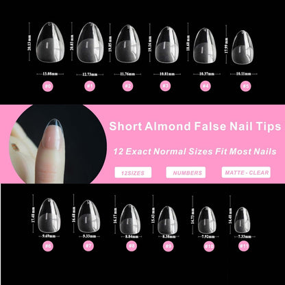 Gel X Nail Tips Kit, 552Pcs XS Short Almond Shape Nail Tip, Gel Press on Nails with UV Light Nail Lamp, Short Fake Nails and 5 in 1 Nail Glue, Easy Nails Art Gelly Tips for DIY Manicure Set Women