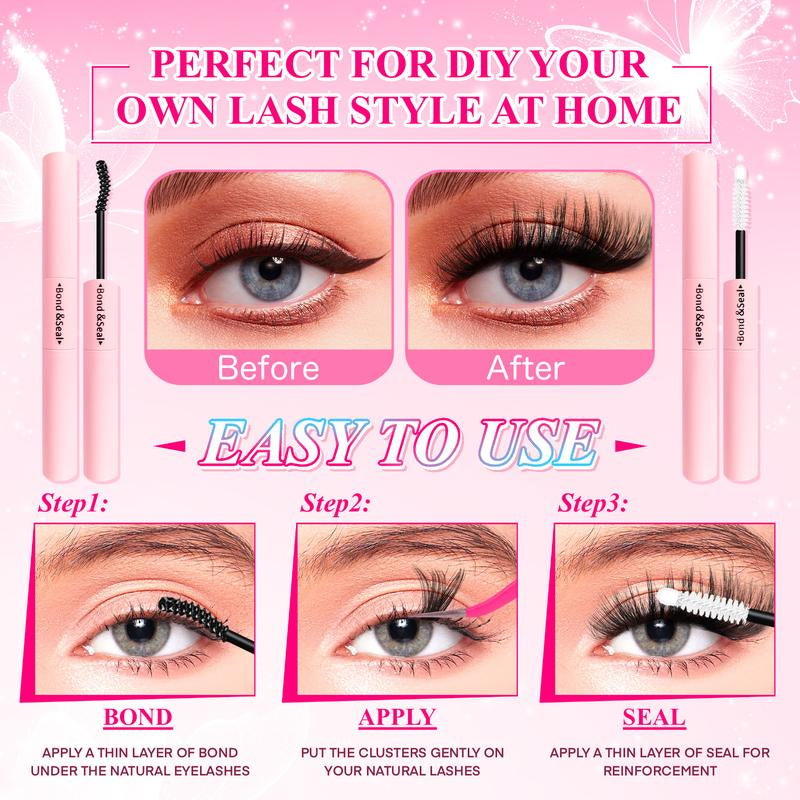 Surprise! Cluster Lash Extension Gift Set | Includes 30D 40D 60D 80D Natural Styles + 100D Extra Volume | Soft & Lightweight | Comes with Glue, Tweezers & Brush | Easy DIY at Home | Create Salon-Quality Look | Long-Lasting Glamorous Effect