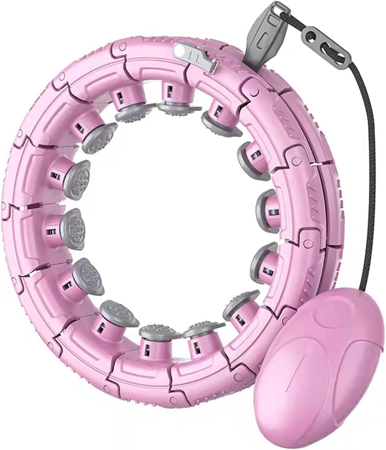 Smart Weighted Hula Exercise Hoop: 2-in-1 Abdominal Fitness and Massage Hoop with Timer, Adjustable Size, and 28 Non-Fall Knots for Adults and Kids