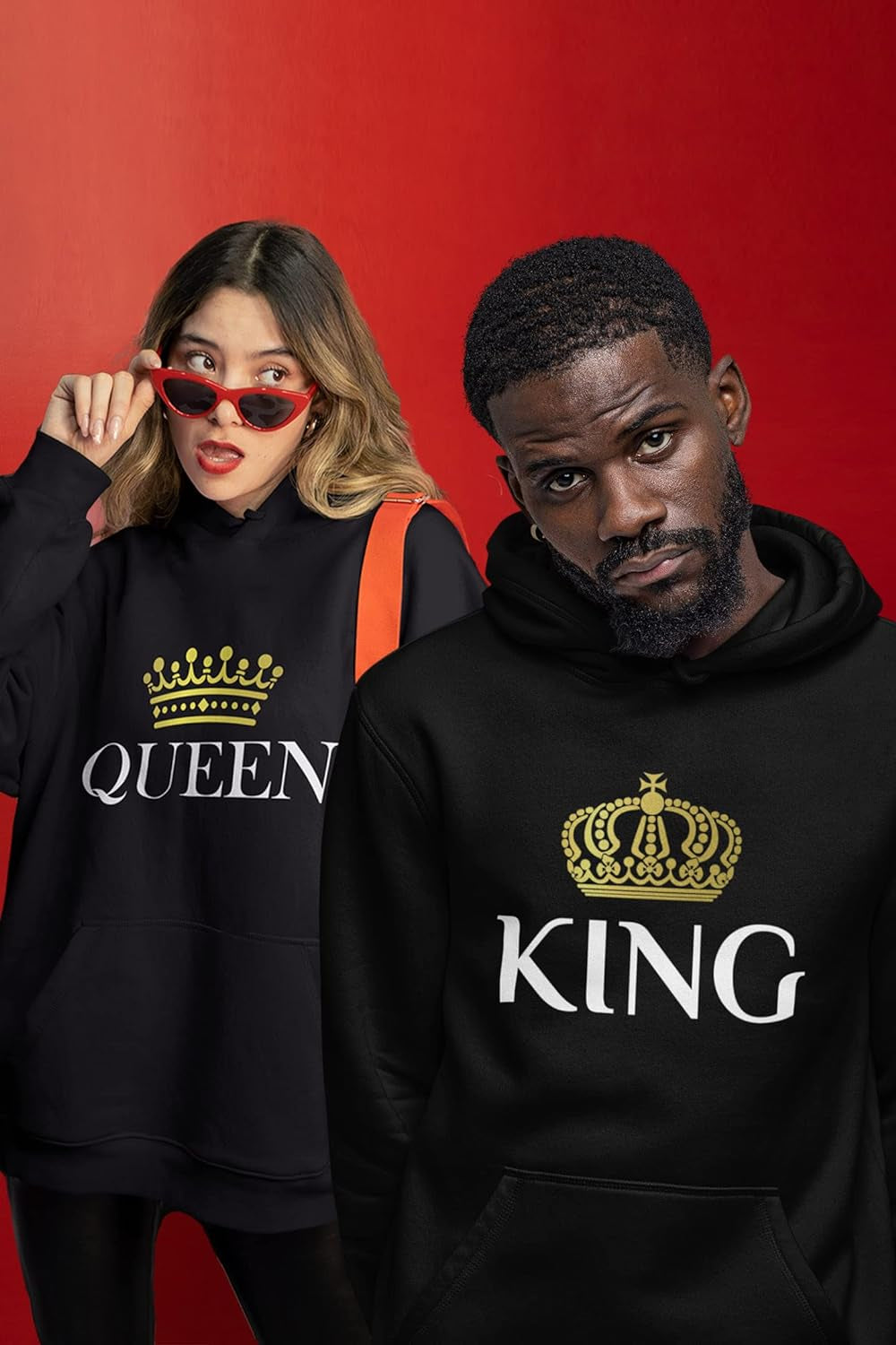 King & Queen Matching Couple Hoodie Set Valentine'S Day Gift His & Hers Women Hoodie Women Small/Men Medium,Black
