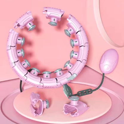 Smart Weighted Hula Exercise Hoop: 2-in-1 Abdominal Fitness and Massage Hoop with Timer, Adjustable Size, and 28 Non-Fall Knots for Adults and Kids