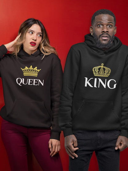 King & Queen Matching Couple Hoodie Set Valentine'S Day Gift His & Hers Women Hoodie Women Small/Men Medium,Black