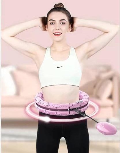 Smart Weighted Hula Exercise Hoop: 2-in-1 Abdominal Fitness and Massage Hoop with Timer, Adjustable Size, and 28 Non-Fall Knots for Adults and Kids