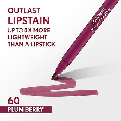 COVERGIRL Outlast, 10 Sugey Girl, Lipstain, Smooth Application, Precise Pen-Like Tip, Transfer-Proof, Satin Stained Finish, Vegan Formula, 0.06Oz Lipstick Makeup Cosmetic