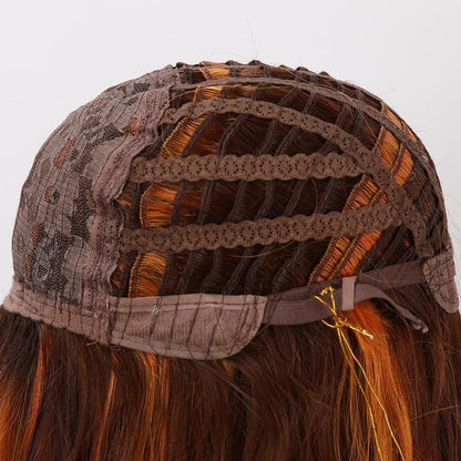 Smilco/24-Inch Brown Orange Highlight Wavy Middle Part Hair for Women/Synthetic Full Machine Wigs/Wigs for Christmas/Sm5029