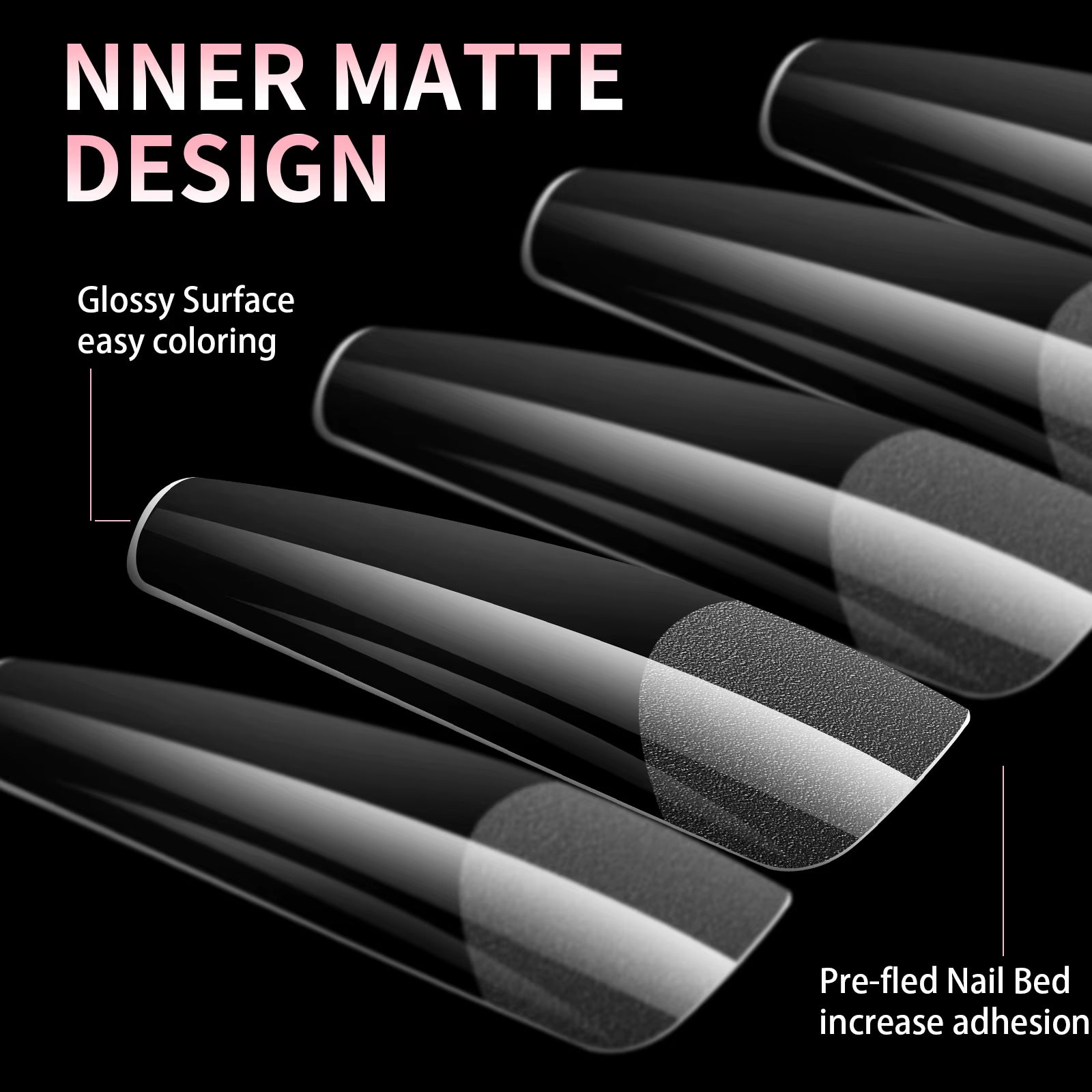 440/550Pcs False Nail Soft Gel Tips Semi-Matte Capsules Almond Coffin French Full Cover Artificial Fake Nails Extension Supplies