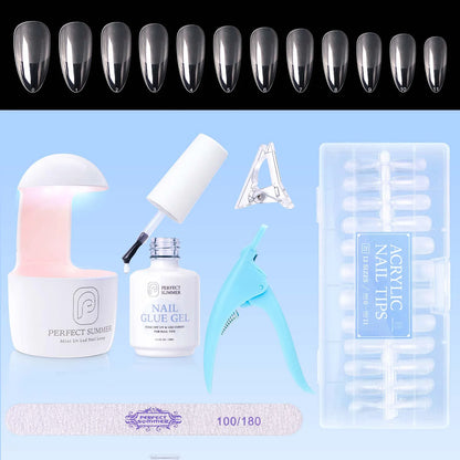 Almond Fake Nail Tips for Press on Nails, 504Pcs Soft Gel Tips for Nail Extensions Full Cover Pre-Shaped 12 Sizes Clear False Nails for Nail Art