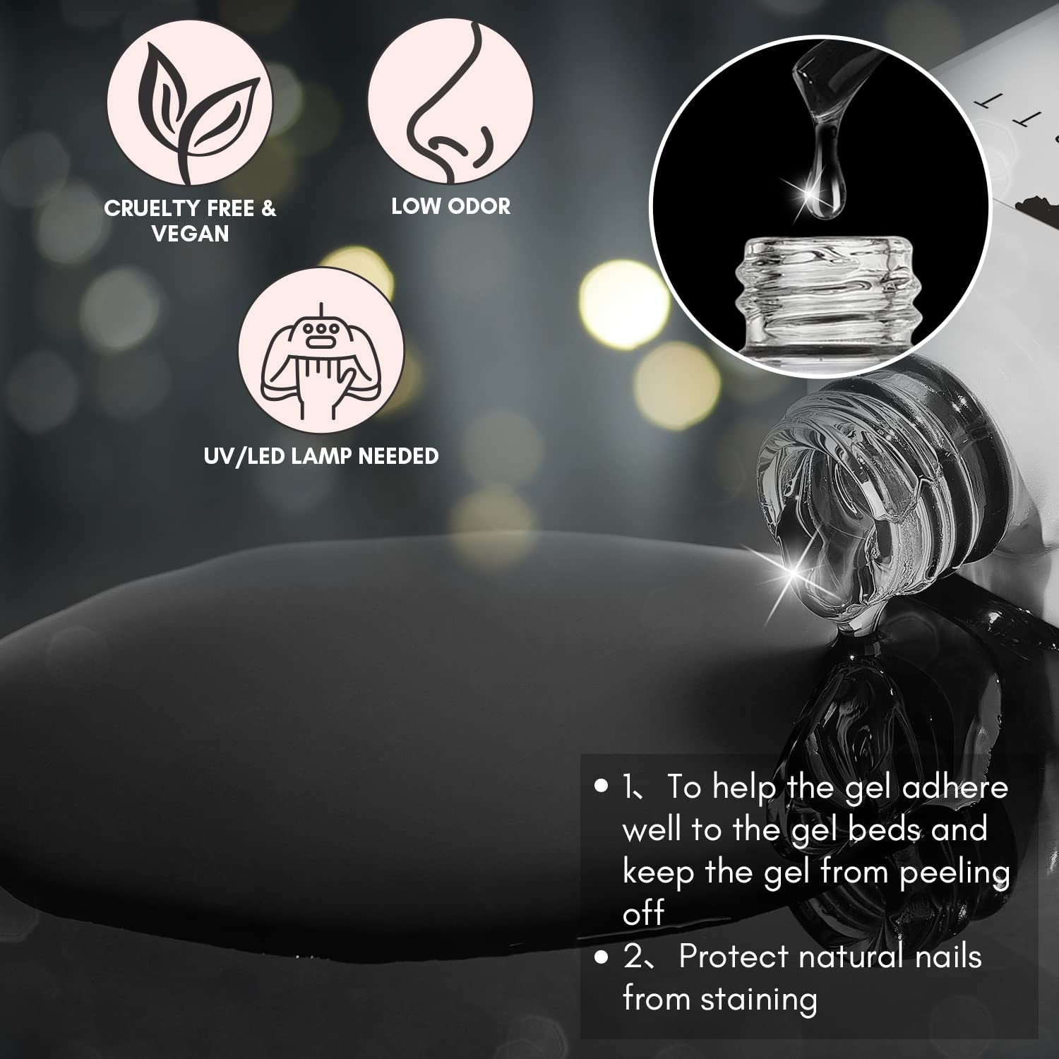 Nail Tips and Glue Kit: 15ML Solid Gel with 500PCS Almond Medium Soft Tips, Full Cover Pre-Buffed Nails, Portable Mini Lamp, and Base Coat for DIY Manicure Art