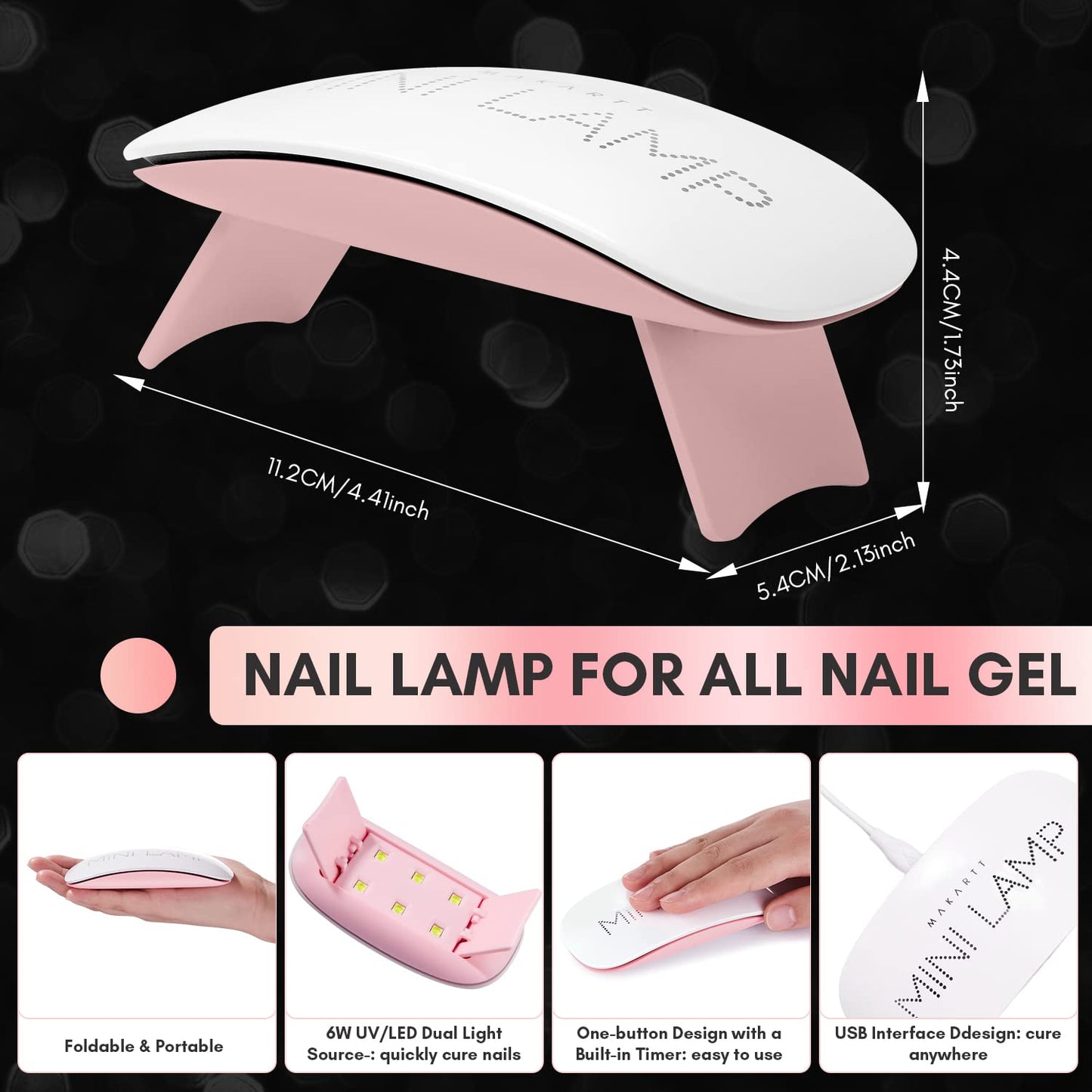 Nail Tips and Glue Kit: 15ML Solid Gel with 500PCS Almond Medium Soft Tips, Full Cover Pre-Buffed Nails, Portable Mini Lamp, and Base Coat for DIY Manicure Art