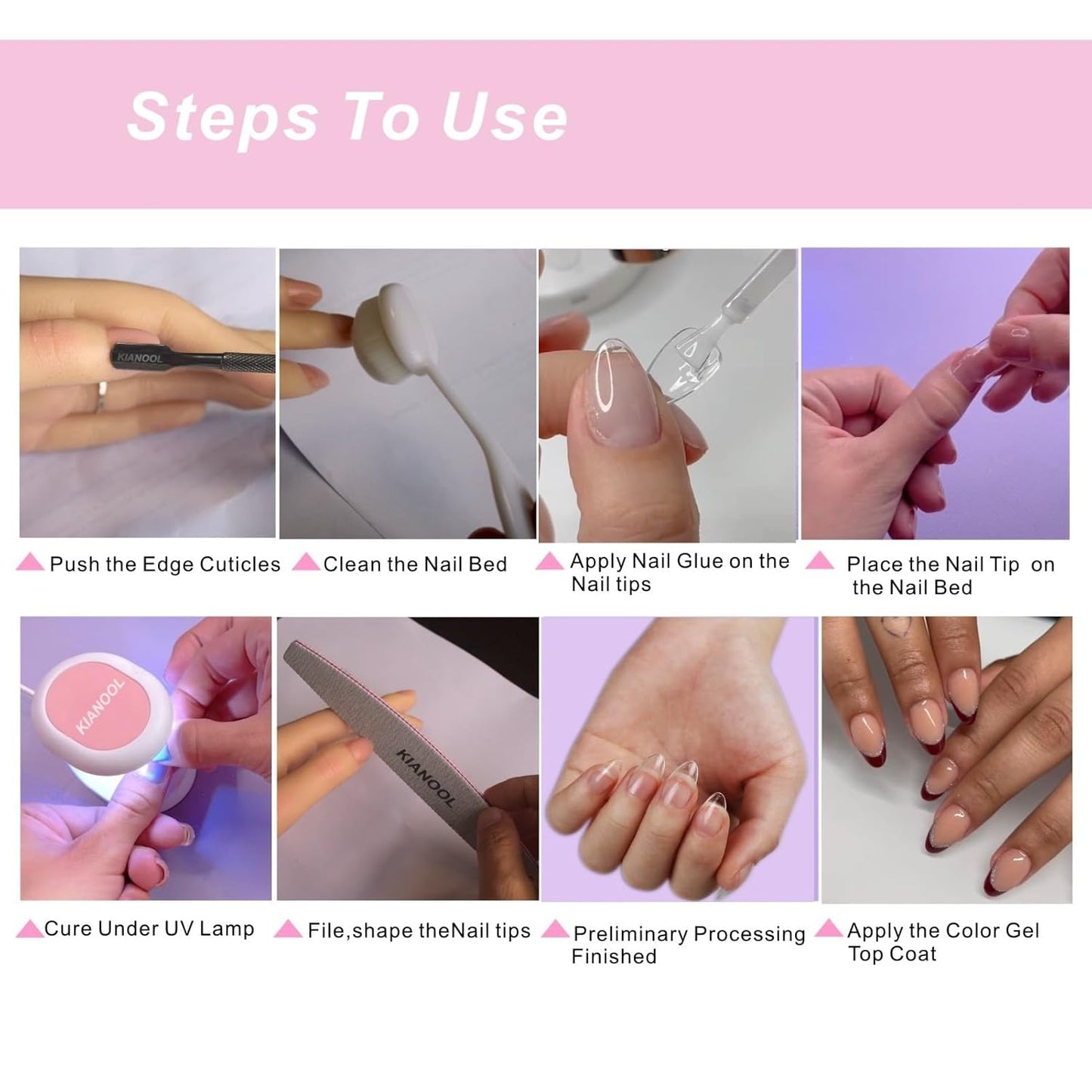 Gel X Nail Tips Kit, 552Pcs XS Short Almond Shape Nail Tip, Gel Press on Nails with UV Light Nail Lamp, Short Fake Nails and 5 in 1 Nail Glue, Easy Nails Art Gelly Tips for DIY Manicure Set Women