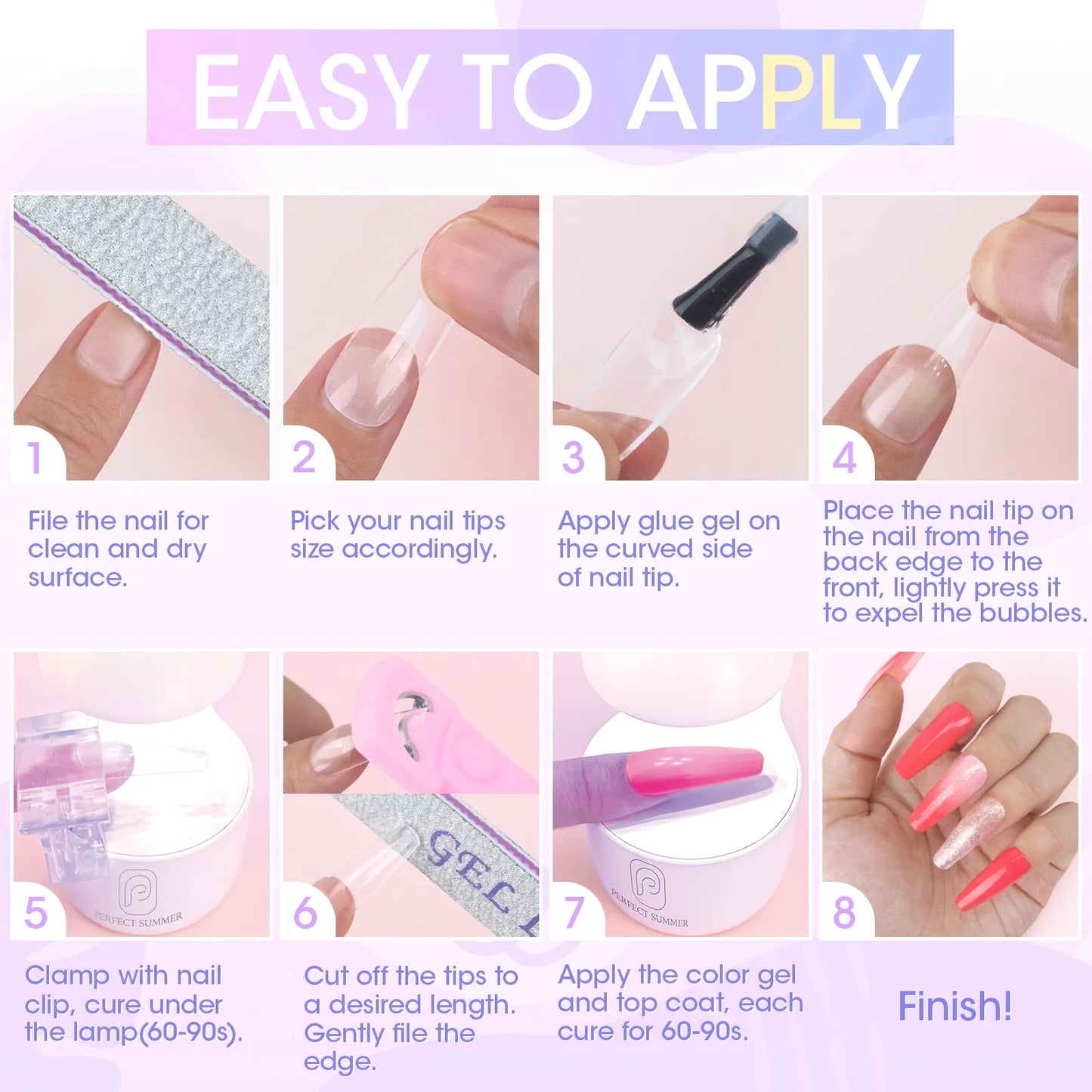 Almond Fake Nail Tips for Press on Nails, 504Pcs Soft Gel Tips for Nail Extensions Full Cover Pre-Shaped 12 Sizes Clear False Nails for Nail Art