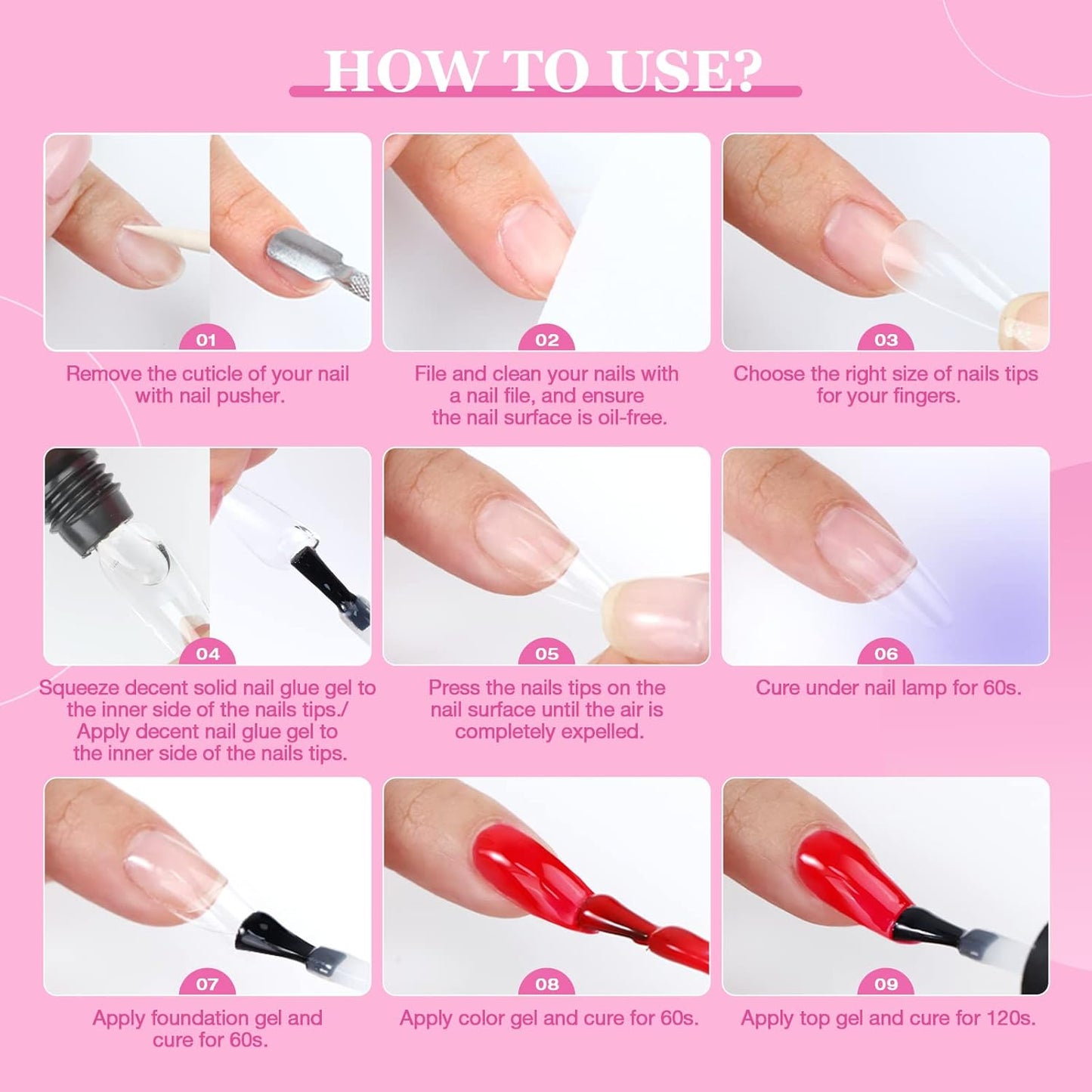 Gel X Nail Kit Stater Set - Medium Almond Soft Nail Tips with 30G Solid Glue Gel Nail Glue Gel with Portable Nail Lamp Gel Tips Nail Extension Gel X Kit Home DIY Salon