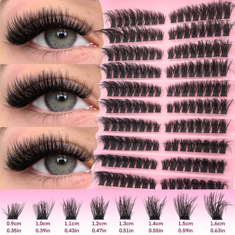 Surprise! Cluster Lash Extension Gift Set | Includes 30D 40D 60D 80D Natural Styles + 100D Extra Volume | Soft & Lightweight | Comes with Glue, Tweezers & Brush | Easy DIY at Home | Create Salon-Quality Look | Long-Lasting Glamorous Effect
