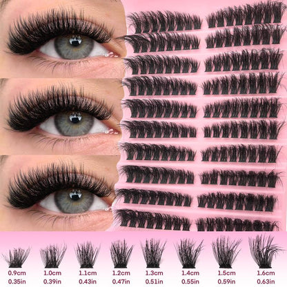 Surprise! Cluster Lash Extension Gift Set | Includes 30D 40D 60D 80D Natural Styles + 100D Extra Volume | Soft & Lightweight | Comes with Glue, Tweezers & Brush | Easy DIY at Home | Create Salon-Quality Look | Long-Lasting Glamorous Effect