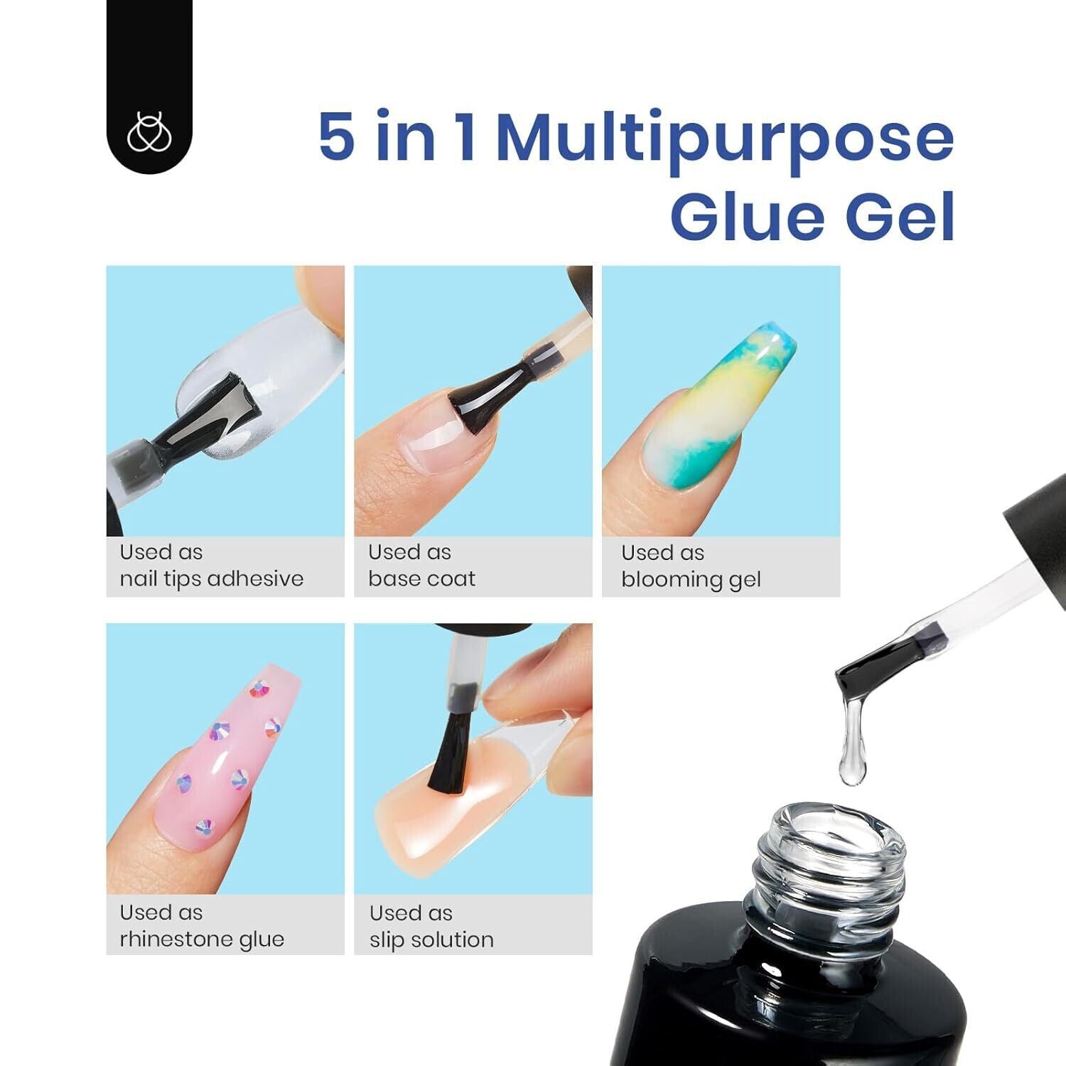 All-In-One Gel Nail Kit - 500Pcs Soft Gel Tips, 5-In-1 Nail Glue & LED UV Lamp