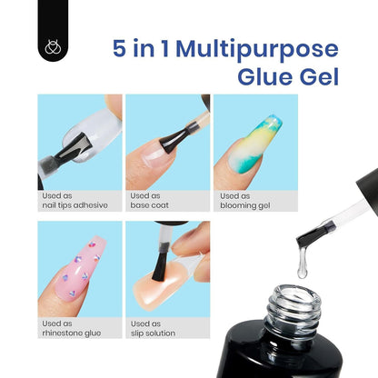 All-In-One Gel Nail Kit - 500Pcs Soft Gel Tips, 5-In-1 Nail Glue & LED UV Lamp
